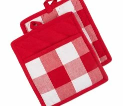 Coupon 🛒 Design Imports DII Red/White Buffalo Check Potholder, Set Of 2 🔥