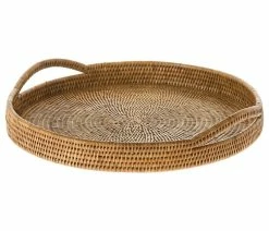 Best deal 🤩 KOUBOO La Jolla Rattan Round Serving Tray, Honey-Brown 🔥