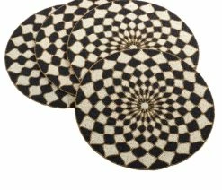 Budget ⭐ Saro Lifestyle Belagavi Collection Beaded Design Placemat, Set Of 4, 15"x15", Multi, Round 🎉