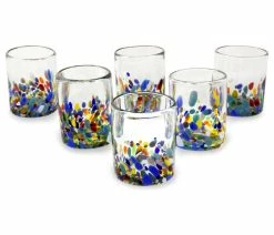 Best reviews of 💯 NOVICA Confetti Festival, Set Of 6 Blown Glass Juice Glasses, Mexico 🧨