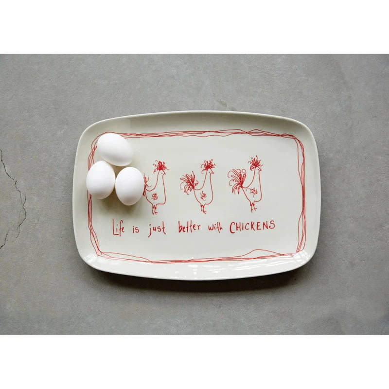 Flash Sale 😉 CREATIVE CO-OP "Life Is Just Better With Chickens" Stoneware Platter 👏 3 Flash Sale 😉 CREATIVE CO-OP "Life Is Just Better With Chickens" Stoneware Platter 👏 - Image 3