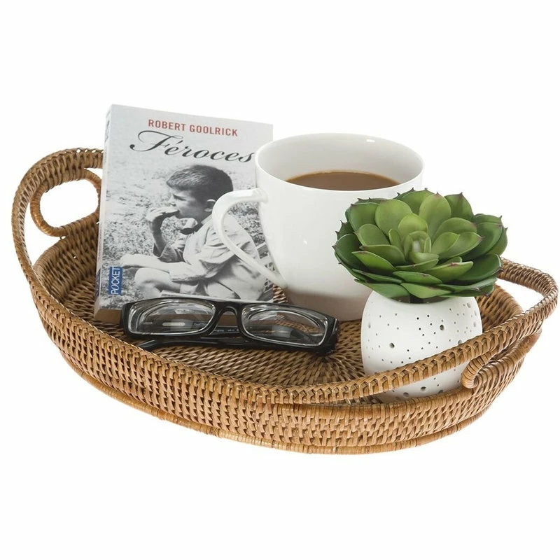Best Pirce 💯 KOUBOO La Jolla Oval Rattan Tray With Looped Handles, Honey-Brown ⭐ 2 Best Pirce 💯 KOUBOO La Jolla Oval Rattan Tray With Looped Handles, Honey-Brown ⭐ - Image 2