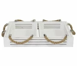 Outlet 😉 HomeRoots S/3 Hampton Nesting Wood With Metal Handles Trays ⌛