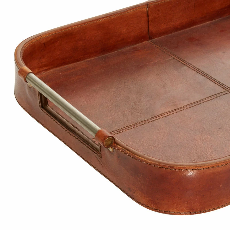 Budget ๐ Brimfield & May Set Of 2 Brown Leather Rustic Tray, 17", 21" 95046 ๐ 4 Budget ๐ Brimfield & May Set Of 2 Brown Leather Rustic Tray, 17", 21" 95046 ๐ - Image 4