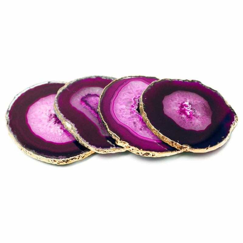 Cheap 😍 Vandue Corporation Modern Home Set Of 4 Natural Agate Stone Coasters - Pink W/Gold Edge 🔔 1 Cheap 😍 Vandue Corporation Modern Home Set Of 4 Natural Agate Stone Coasters - Pink W/Gold Edge 🔔