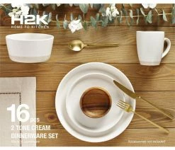 Outlet ✔️ Safdie & Co. Stoneware Dinnerset 16 Piece 2-Tone Cream 💯 -Tabletop Sales Store b771909000c19908 7872 w800 h800 b0 p0