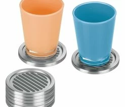 New 😉 IDesign Linea Coasters, Set Of 4, Brushed Stainless Steel ⌛ -Tabletop Sales Store b771a1b60beb1865 3868 w800 h800 b1 p0