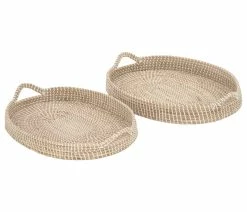 Deals ⭐ Brimfield & May Set Of 2 Brown Sea Grass Boho Style Tray 41196 ✔️