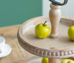 Cheapest 👏 A&B Home Wooden 2-Tier Round Serving Tray D14x17" 🔔 -Tabletop Sales Store bac11ff3007f0934 8057 w800 h800 b0 p0