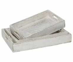 Hot Sale 😍 Brimfield & May Set Of 3 White Mango Wood Farmhouse Tray 78285 🔥