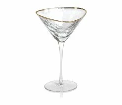 Brand new 🧨 Zodax Kampari Triangular Martini Glasses Clear With Gold Rim, Set Of 4 ❤️