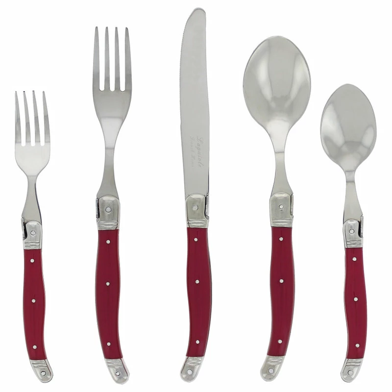 Cheap β French Home Brands Laguiole 20-Piece Stainless Steel/Raspberry Flatware Set Of 4/French Home 𧨠5 Cheap β French Home Brands Laguiole 20-Piece Stainless Steel/Raspberry Flatware Set Of 4/French Home 𧨠- Image 5