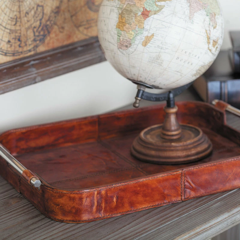 Budget ๐ Brimfield & May Set Of 2 Brown Leather Rustic Tray, 17", 21" 95046 ๐ 7 Budget ๐ Brimfield & May Set Of 2 Brown Leather Rustic Tray, 17", 21" 95046 ๐ - Image 7