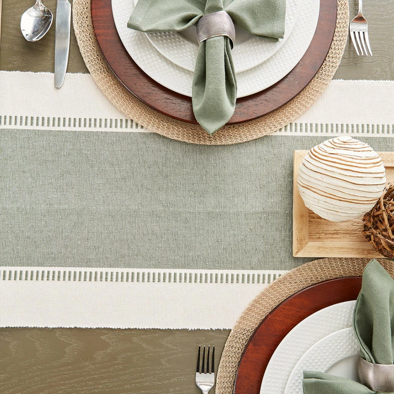 Hot Sale ✔️ Design Imports Artichoke Green Dobby Stripe Table Runner 13"x72" 🎉 9 Hot Sale ✔️ Design Imports Artichoke Green Dobby Stripe Table Runner 13"x72" 🎉 - Image 9