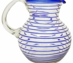 Discount ๐ NOVICA Blown Glass Pitcher, 'Blue Spiral', Mexico โ