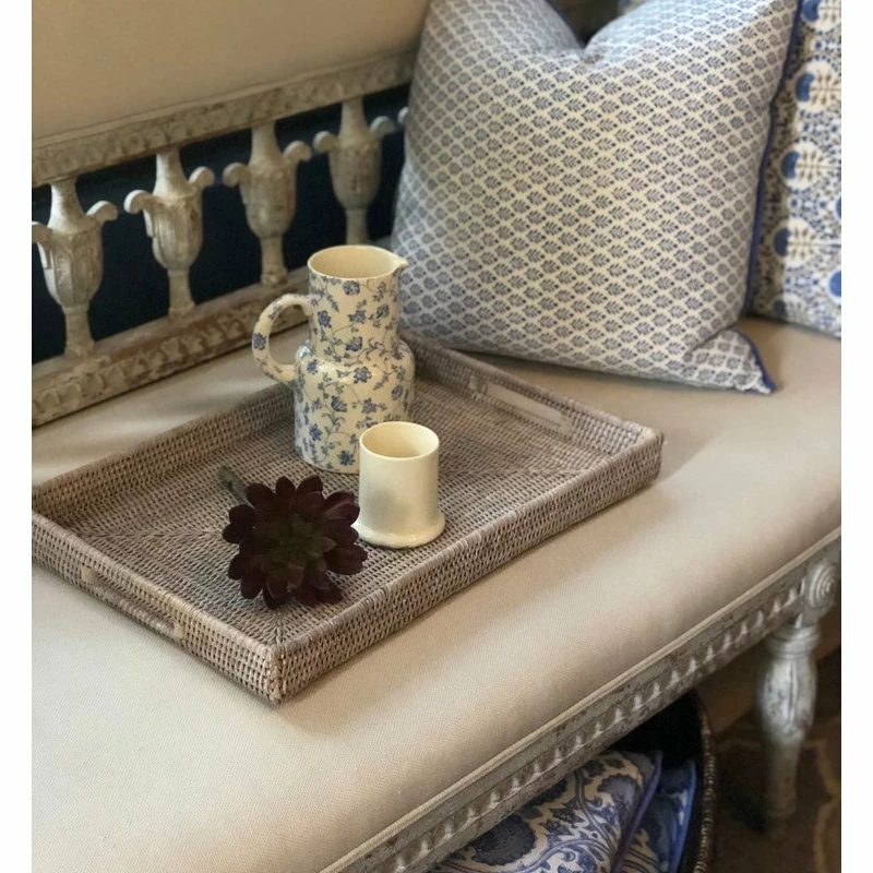 New 🧨 Artifacts Trading Company Artifacts Rattan Rectangle Tray Handles, White Wash 🥰 3 New 🧨 Artifacts Trading Company Artifacts Rattan Rectangle Tray Handles, White Wash 🥰 - Image 3