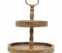 Best Sale ๐คฉ CREATIVE CO-OP 15"x18.5" Decorative Wood 2-Tier Tray, Brown ๐