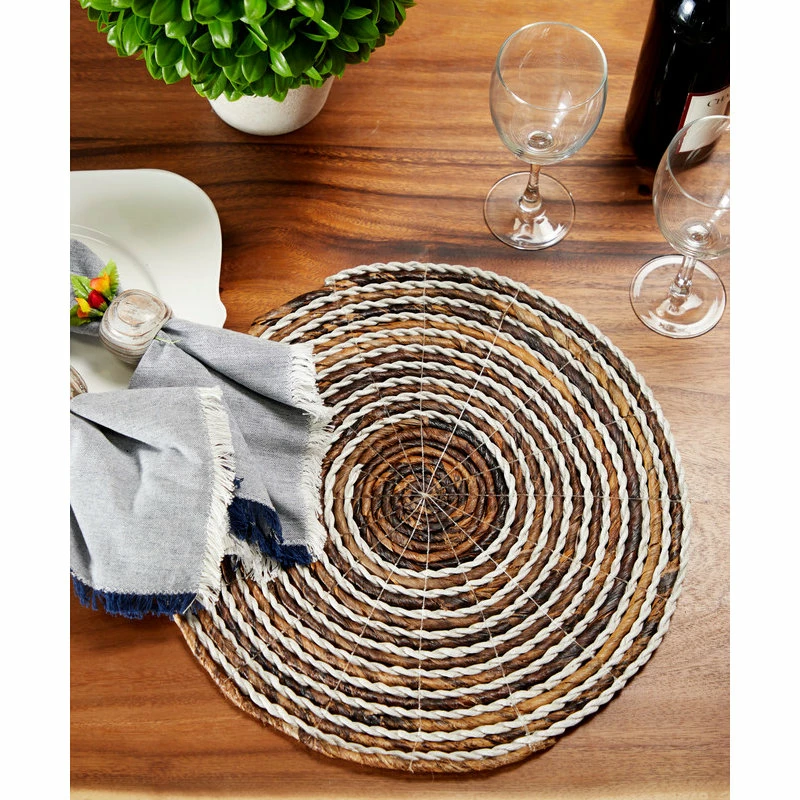 Best deal ๐ Brimfield & May Striped White And Natural Banana Leaf Wicker Round Placemats, Set Of 4 ๐ 2 Best deal ๐ Brimfield & May Striped White And Natural Banana Leaf Wicker Round Placemats, Set Of 4 ๐ - Image 2