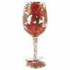 New ⭐ Tabletop Pretty As A Poinsettia Glass Stemmed Wine Glass 🎄 Christmas 6009352 🛒