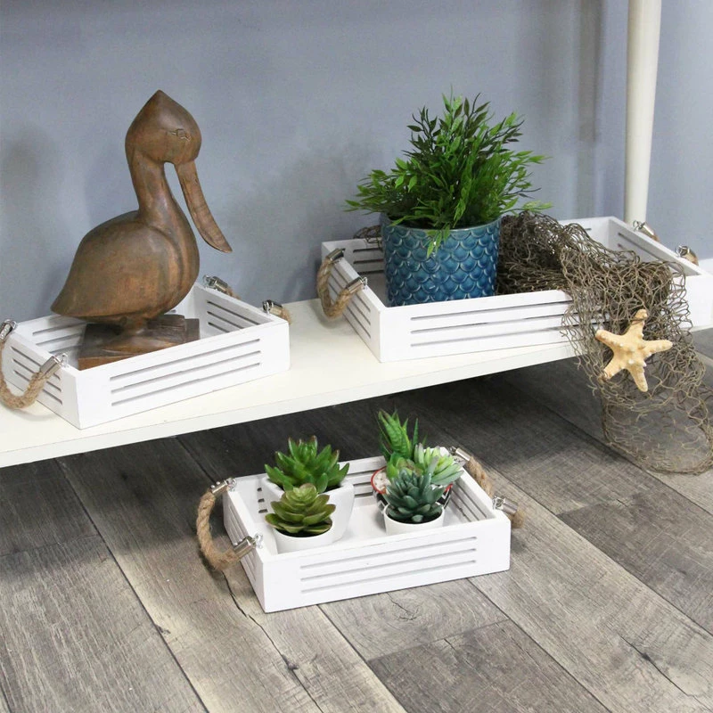 Outlet ๐ HomeRoots S/3 Hampton Nesting Wood With Metal Handles Trays โ 3 Outlet ๐ HomeRoots S/3 Hampton Nesting Wood With Metal Handles Trays โ - Image 3