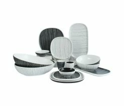 Cheapest โค๏ธ ARRIA Black And White Dinnerware Set, White With Black Lines, 4 Square Bowls (5" X 5") ๐
