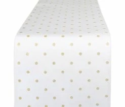 New ✨ Design Imports DII Reversible Polka Dot Table Runner 90 Gold Metallic ✔️