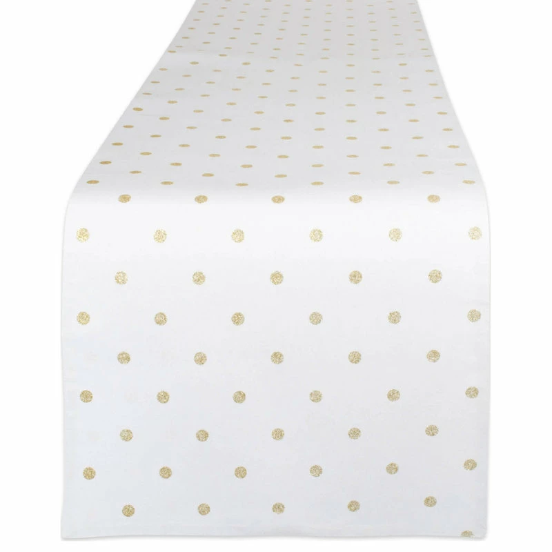 New ✨ Design Imports DII Reversible Polka Dot Table Runner 90 Gold Metallic ✔️ 1 New ✨ Design Imports DII Reversible Polka Dot Table Runner 90 Gold Metallic ✔️