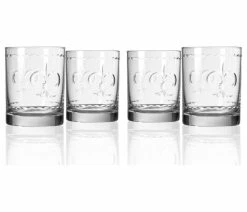 Brand new 💯 Rolf Glass Fleur De Lis Double Old Fashioned Glass 13 Ounce, Set Of 4 👍