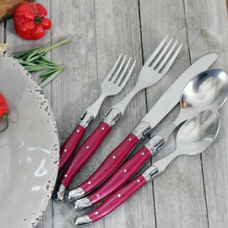 Cheap β French Home Brands Laguiole 20-Piece Stainless Steel/Raspberry Flatware Set Of 4/French Home 𧨠2 Cheap β French Home Brands Laguiole 20-Piece Stainless Steel/Raspberry Flatware Set Of 4/French Home 𧨠- Image 2