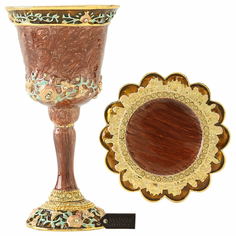 Discount 😍 Matashi Crystals Matashi Hand-Painted Tall Kiddush Cup Set 🔔 3 Discount 😍 Matashi Crystals Matashi Hand-Painted Tall Kiddush Cup Set 🔔 - Image 3