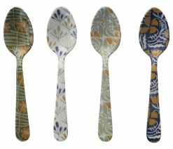 Flash Sale 🔔 CREATIVE CO-OP Enameled Stainless Steel Spoon With Flowers, Multicolor, Set Of 4 Styles 🤩