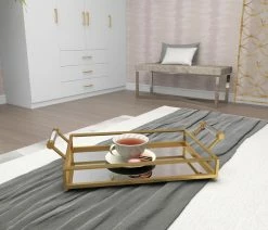 Promo 💯 CosmoLiving By Cosmopolitan Glam Gold Metal Tray 85447 🥰 -Tabletop Sales Store cd3143ca023259ff 6993 w800 h800 b0 p0