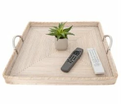 New 🧨 Artifacts Trading Company Artifacts Rattan™ Square Tray With Stainless Steel Handles, White Wash, 20"x20"x 🥰 -Tabletop Sales Store d4a10ee40dc1d344 3763 w800 h800 b1 p0