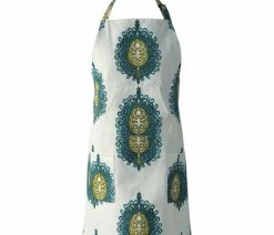 Best reviews of ๐ Exclusive Fabrics & Furnishings, LLC Mayan Teal Printed Cotton Apron, 27"W X 34"L ๐