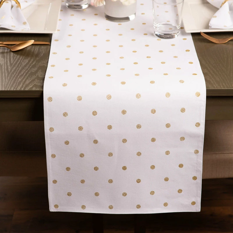 New ✨ Design Imports DII Reversible Polka Dot Table Runner 90 Gold Metallic ✔️ 4 New ✨ Design Imports DII Reversible Polka Dot Table Runner 90 Gold Metallic ✔️ - Image 4