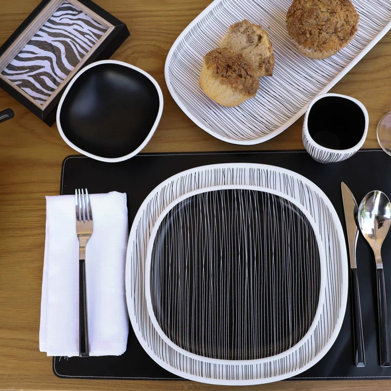 Cheapest โค๏ธ ARRIA Black And White Dinnerware Set, White With Black Lines, 4 Square Bowls (5" X 5") ๐ 6 Cheapest โค๏ธ ARRIA Black And White Dinnerware Set, White With Black Lines, 4 Square Bowls (5" X 5") ๐ - Image 6