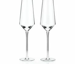 New 🤩 True Brands Raye Crystal Champagne Flutes By Viski, Set Of 2 😉