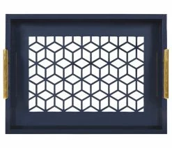 Flash Sale 🎁 Uniek Caspen Rectangle Decorative Tray, Navy Blue 12.25x16.5 🎉 -Tabletop Sales Store dce146bf0fbc2d5c 5029 w800 h800 b1 p0