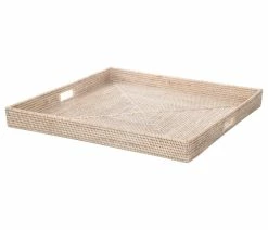 Brand new ๐ฅ KOUBOO La Jolla Square Rattan Jumbo Sized Centerpiece And Ottoman Tray, White Wash โญ