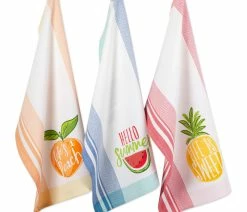 New 🌟 Design Imports DII Assorted Hello 🌞 Summer Print Dishtowel, 3-Piece Set 👏