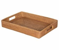 Cheap ⌛ KOUBOO Loma Rattan Serving Tray With Cut-Out Handles, Honey-Brown 🎁