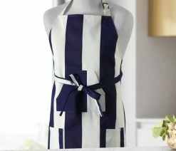Flash Sale 🧨 Exclusive Fabrics & Furnishings, LLC Cabana Navy Printed Cotton Apron, 27"W X 34"L ❤️ -Tabletop Sales Store e51169bc025dbbb3 2388 w800 h800 b0 p0