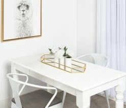 Promo 👍 Uniek Felicia Gold Metal Mirrored Decorative Tray, Gold, 26x8 ❤️ -Tabletop Sales Store e6514cf609b2b871 4859 w800 h800 b0 p0