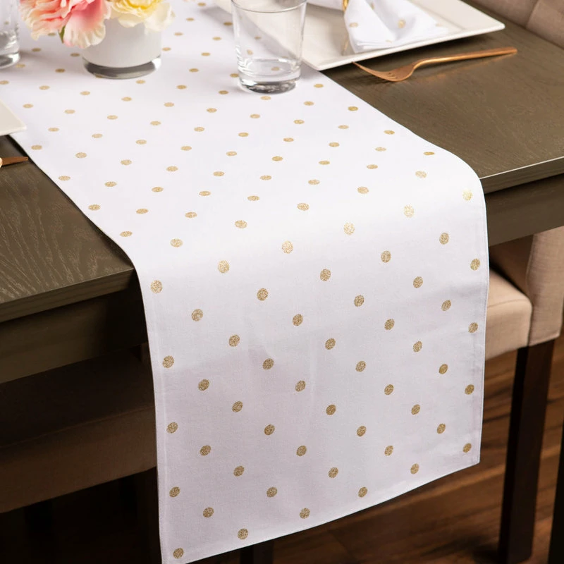 New ✨ Design Imports DII Reversible Polka Dot Table Runner 90 Gold Metallic ✔️ 6 New ✨ Design Imports DII Reversible Polka Dot Table Runner 90 Gold Metallic ✔️ - Image 6