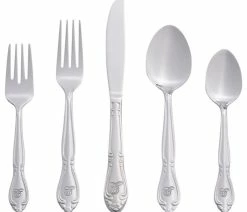 Buy ๐คฉ RiverRidge Home RiverRidge Rose 46-Piece Stainless Steel Letter E Flatware Set In Silver ๐