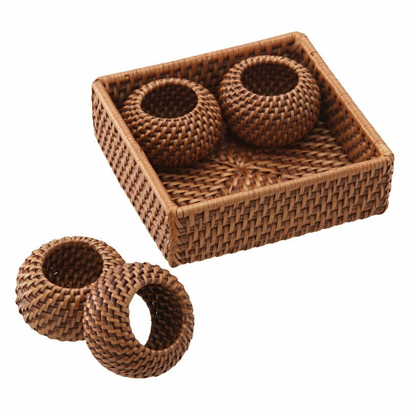 Discount ๐ฅ KOUBOO Rattan Napkin Ring Set Of 4 With Tray, Honey Brown โ๏ธ 3 Discount ๐ฅ KOUBOO Rattan Napkin Ring Set Of 4 With Tray, Honey Brown โ๏ธ - Image 3