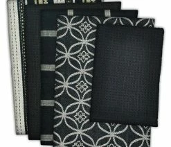 Cheapest ⭐ Design Imports DII Assorted Black Dishtowel/Dishcloth, Set Of 5 🎁