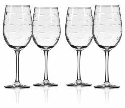New 🧨 Rolf Glass School Of Fish White Wine Glass, 12 Oz., Set Of 4 Wine Glasses 💯