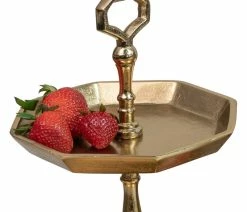 Best Sale 💯 HomeRoots Furniture HomeRoots Vintage Look Octagonal Gold Two Tier Server 😍