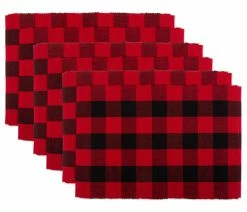 Wholesale 🔥 Design Imports DII Red Buffalo Check Ribbed Placemat, Set Of 6 🛒